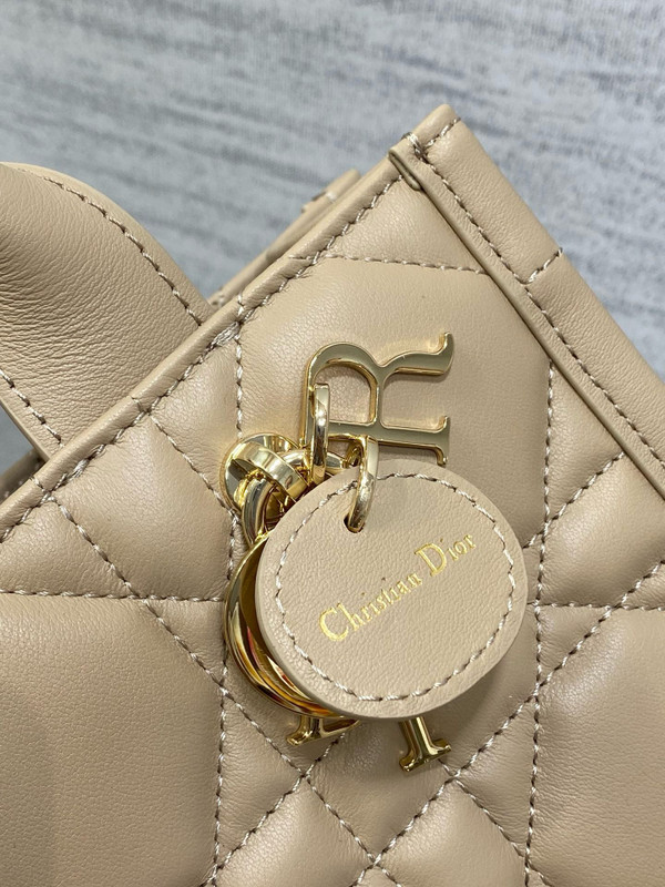 Christian Dior Mini Dior Book Tote  Trench Beige Macrocannage Calfskin
