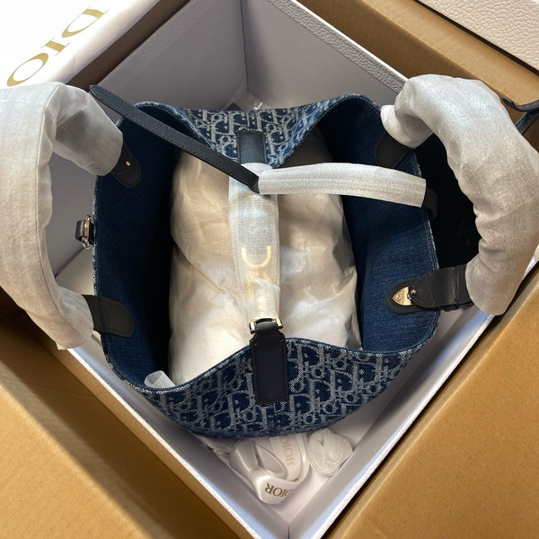 Christian Dior Medium Dior Toujours Bag  Blue Denim Dior Oblique Jacquard