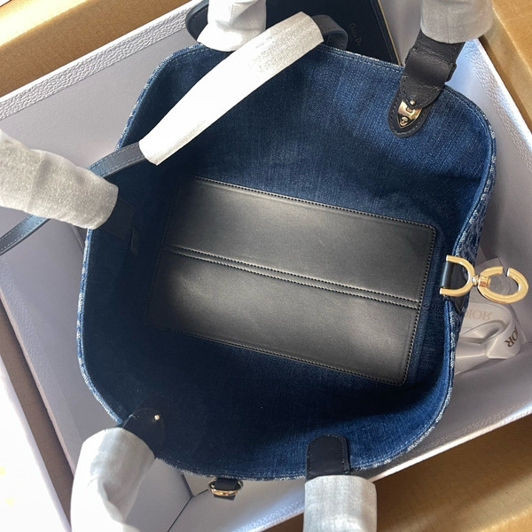 Christian Dior Medium Dior Toujours Bag  Blue Denim Dior Oblique Jacquard