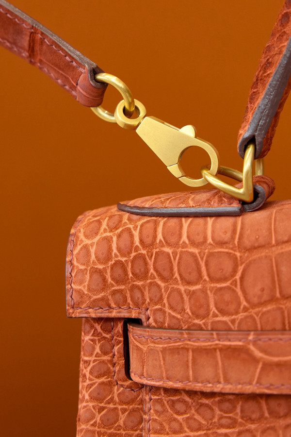 Hermes Fauve Porosus CROCODILE KELLY 28 WITH Gold HARDWARE