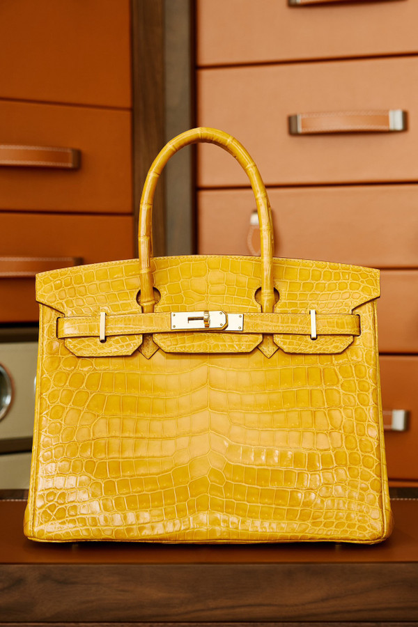 Hermes Amber Birkin 30 in Porosus  Crocodile with Gold hardware