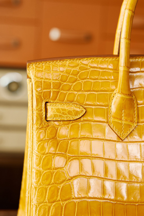 Hermes Amber Birkin 30 in Porosus  Crocodile with Gold hardware