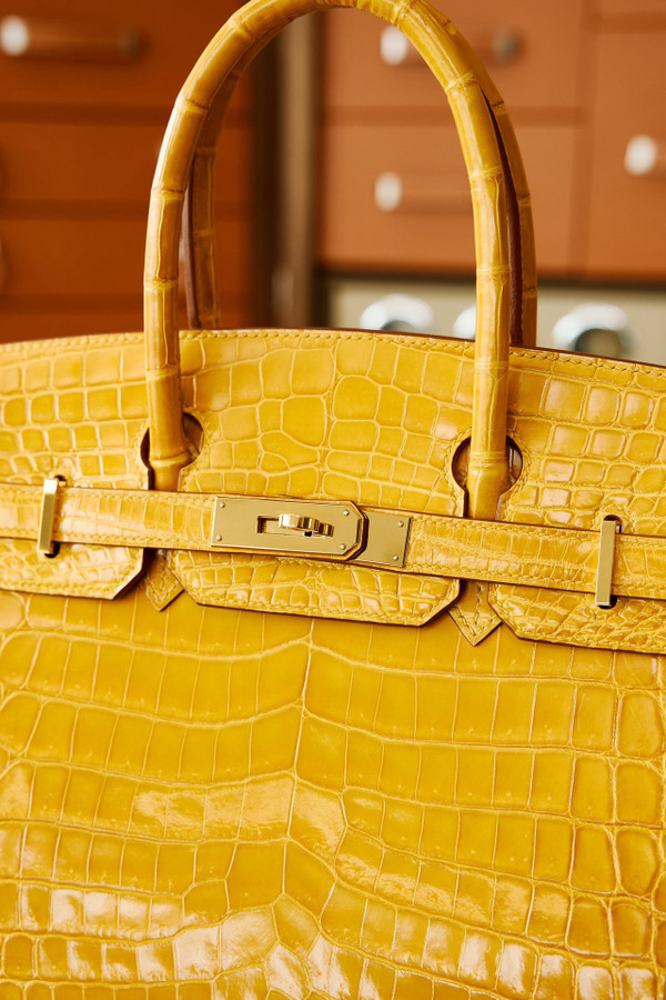 Hermes Amber Birkin 30 in Porosus  Crocodile with Gold hardware