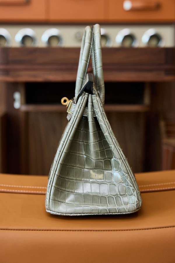 Hermes Gris Tourterelle Birkin Bag 25cm Niloticus Crocodile Leather Gold Hardware