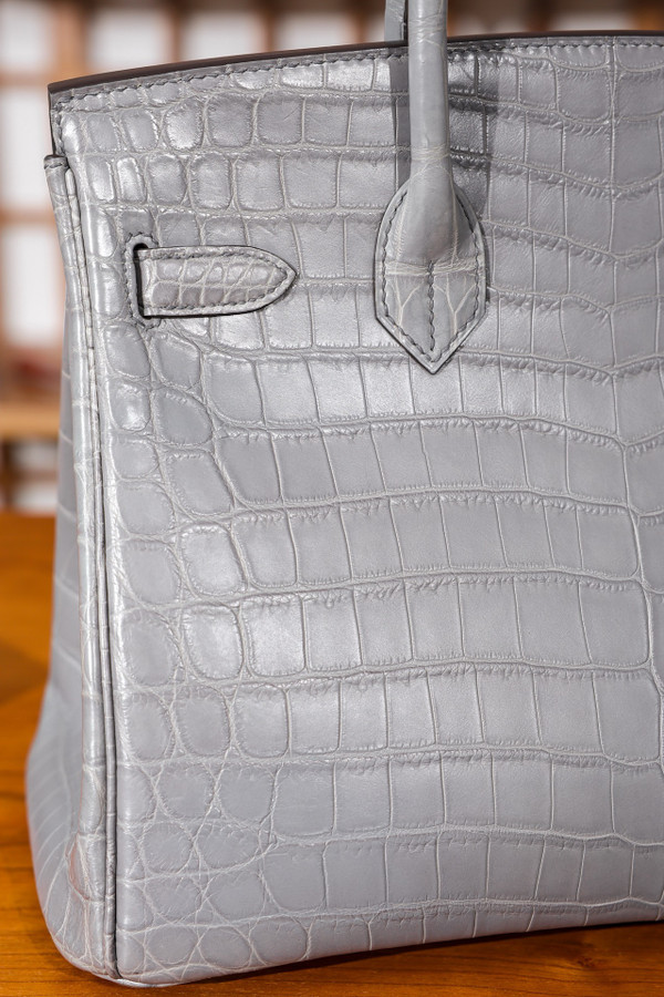 Hermes Gris Ciment Birkin 30 in Niloticus Crocodile with Palladium hardware