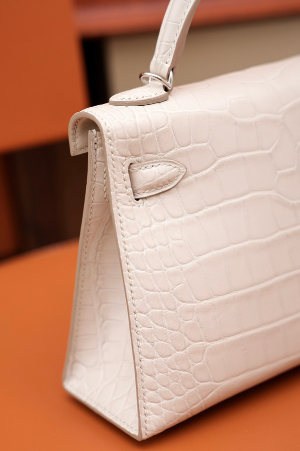 Hermes Craie Mini Kelly II 20 Alligator Palladium Hardware