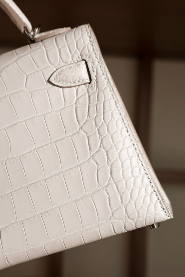 Hermes Craie Mini Kelly II 20 Alligator Palladium Hardware