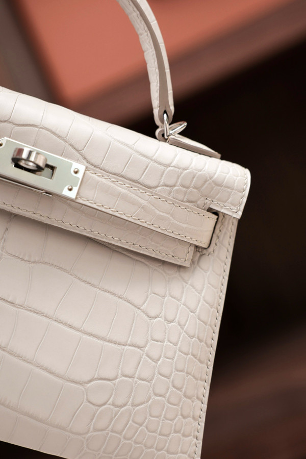 Hermes Craie Mini Kelly II 20 Alligator Palladium Hardware