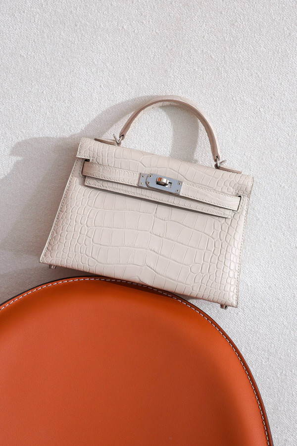 Hermes Craie Mini Kelly II 20 Alligator Palladium Hardware