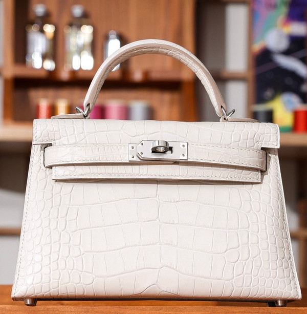 Hermes Craie Mini Kelly II 20 Alligator Palladium Hardware