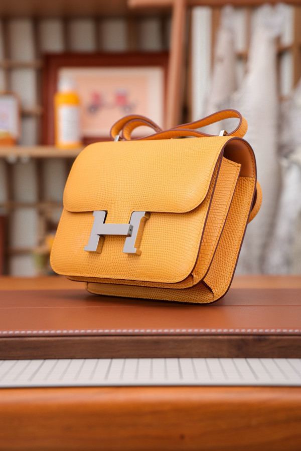 Hermes June D'Or  Constance 18 mini Bougainvillea Lizard bag
