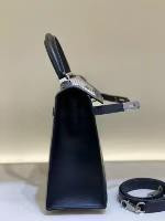 HERMÈS KELLY 25 SELLIER QUADRILLE BLACK SWIFT AND CANVAS PALLADIUM HARDWARE
