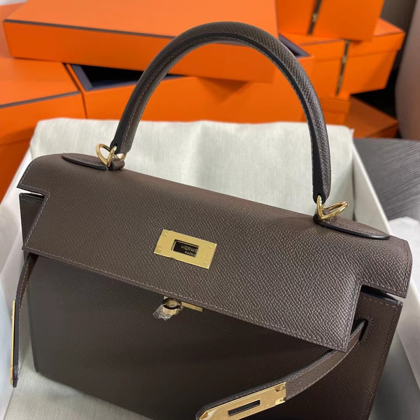 Hermes Chocolate Kelly 28 cm Epsom Gold Hardware