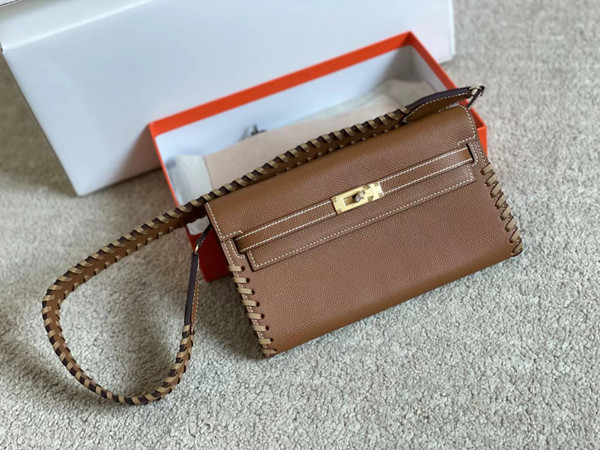 Hermes Gold Kelly To Go Tressage wallet With Gold Hardware