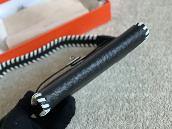 Hermes Black Kelly To Go Tressage wallet With Palladium Hardware