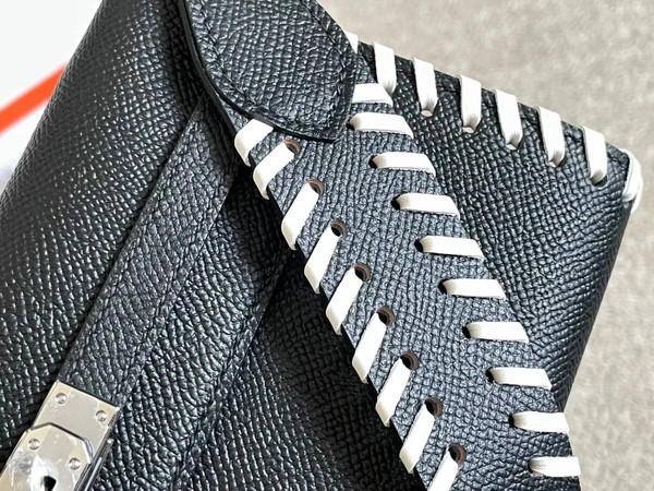Hermes Black Kelly To Go Tressage wallet With Palladium Hardware