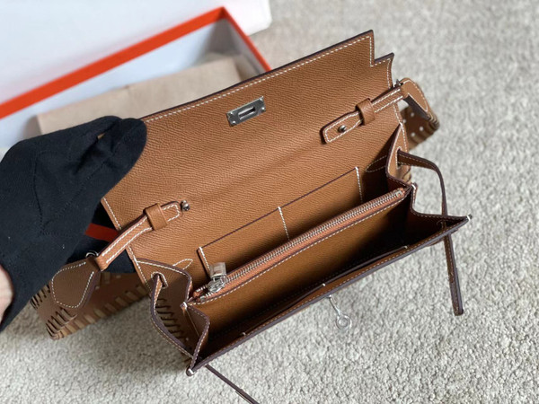 Hermes Gold Kelly To Go Tressage wallet With Palladium Hardware