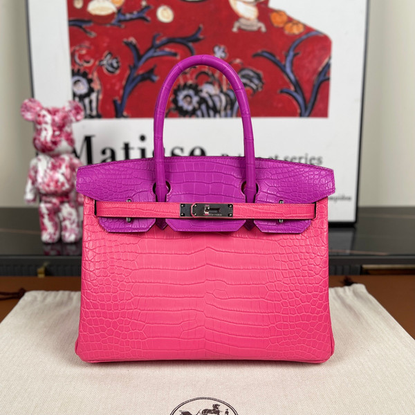 HERMES SPECIAL ORDER BIRKIN 30 BAG Anenome/Rose Azalee GOLD HARDWARE