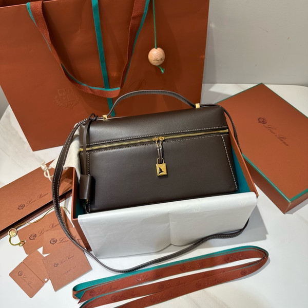 Loro Piana Extra Bag L27  Smooth Calfskin Dark Chocolate