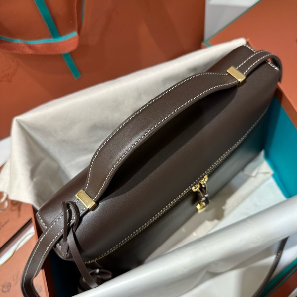 Loro Piana Extra Bag L27  Smooth Calfskin Dark Chocolate