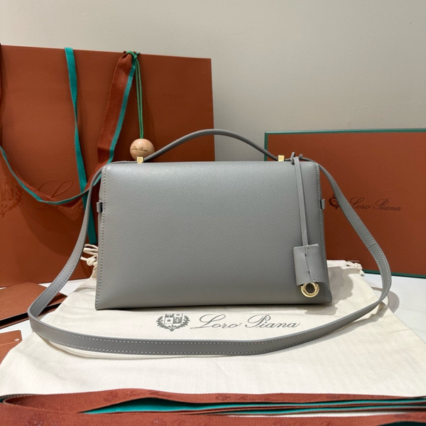 Loro Piana Extra Bag L27  Smooth Calfskin Grey