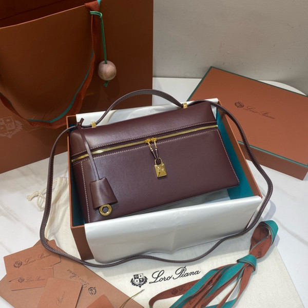 Loro Piana Extra Bag L27  Smooth Calfskin Azuki Beans