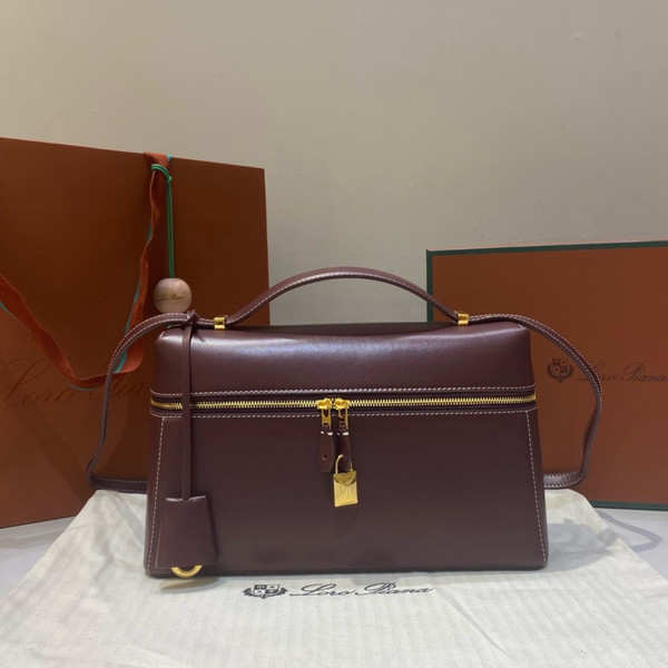 Loro Piana Extra Bag L27  Smooth Calfskin Azuki Beans