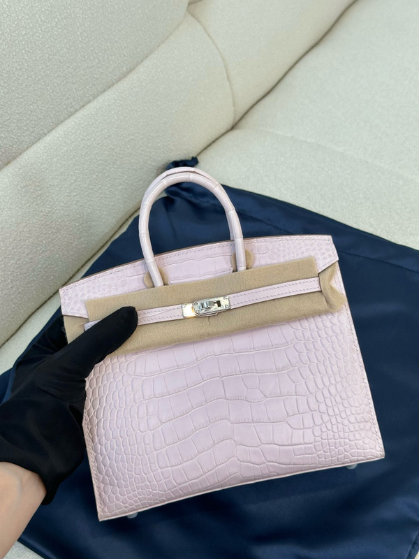 Hermès Birkin 20 Mauve Pale  Alligator Palladium Hardware