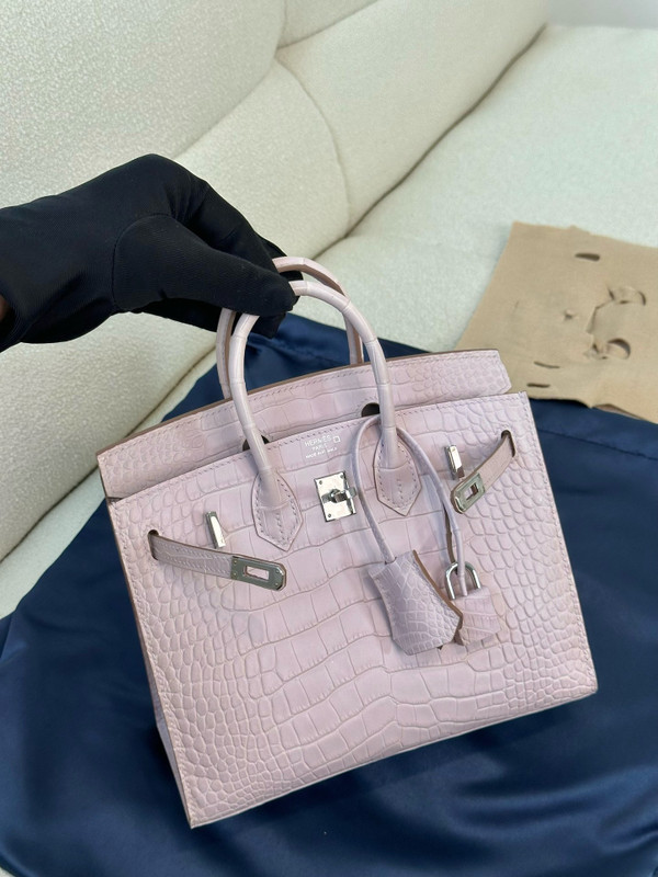 Hermès Birkin 20 Mauve Pale  Alligator Palladium Hardware
