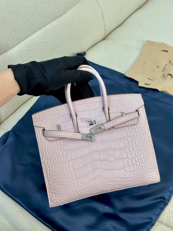 Hermès Birkin 20 Mauve Pale  Alligator Palladium Hardware