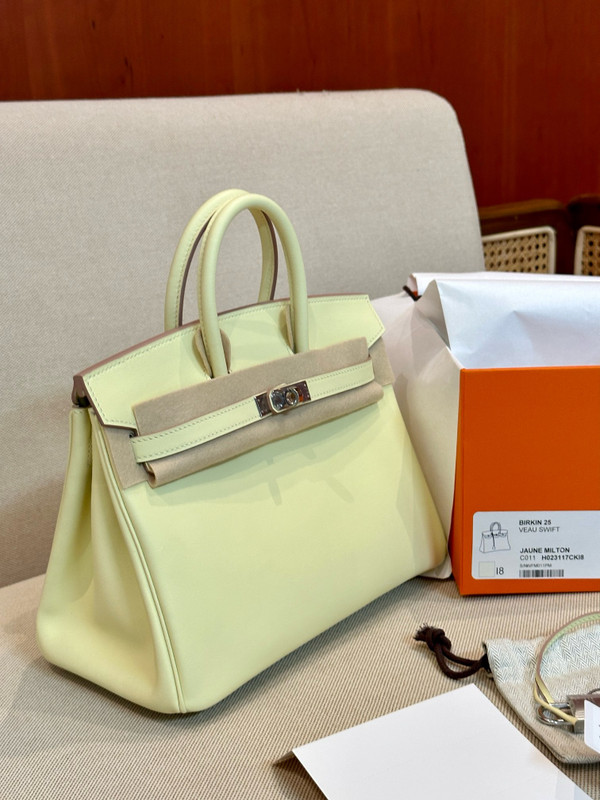 Hermes BIRKIN25 JAUNE MILTON I8 Birkin 25 cm Swift Palladium Hardware
