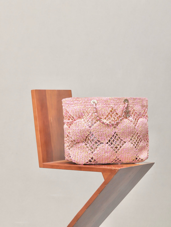 Chanel Maxi Raffia SHOPPING BAG PINK