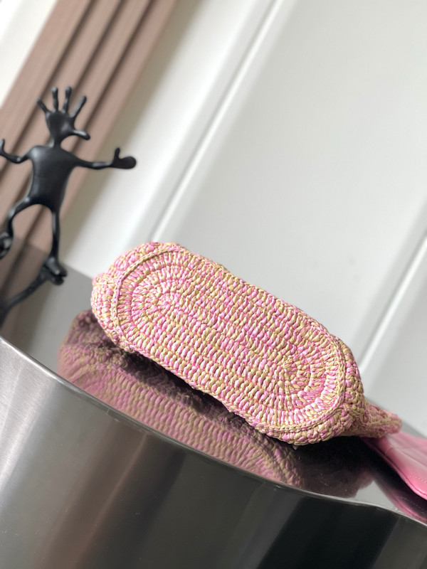 Chanel Small Raffia SHOPPING BAG PINK