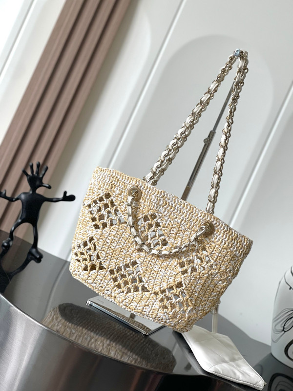 Chanel Small Raffia SHOPPING BAG BEIGE