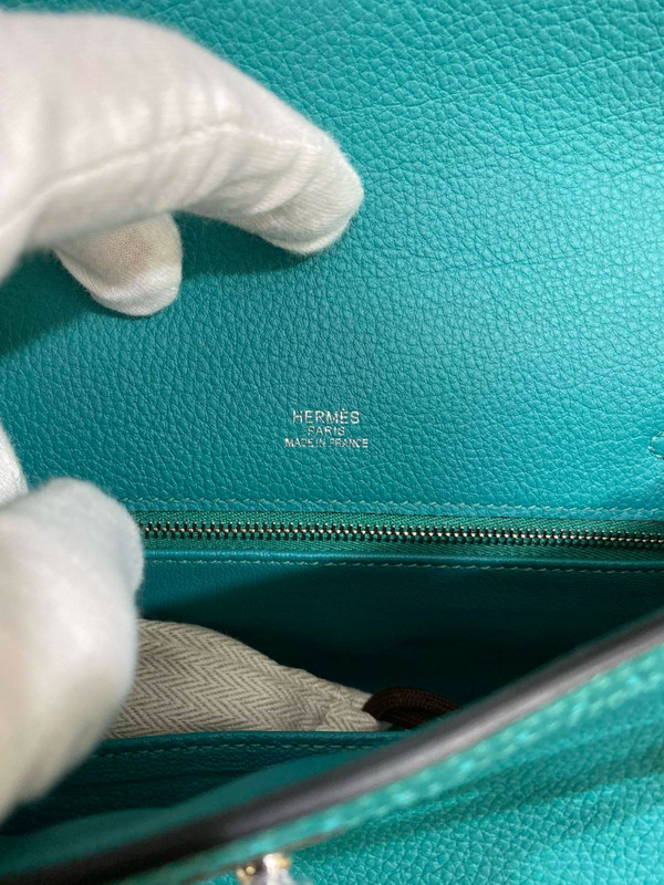 Hermès  Malachite Kelly Lace 25  Togo Palladium Hardware