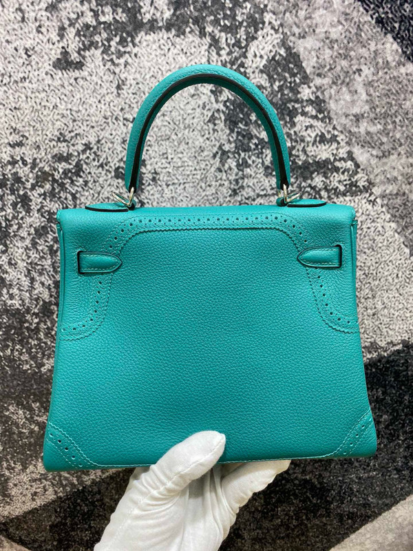 Hermès  Malachite Kelly Lace 25  Togo Palladium Hardware