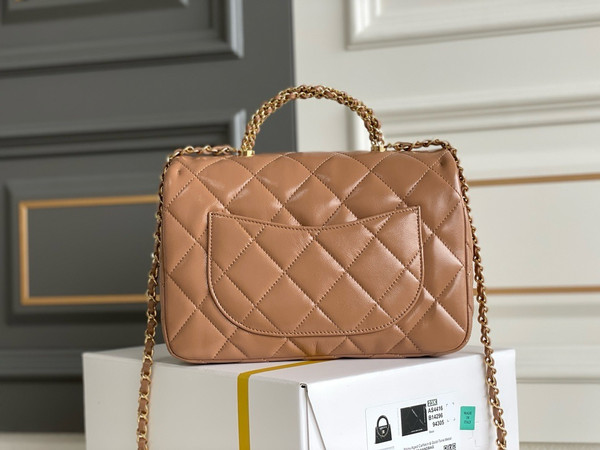 Chanel MINI FLAP BAG WITH TOP HANDLE CARAMEL