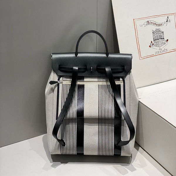 HERMES Herbag A Dos Zip Backpack H Vibration Toile and Leather