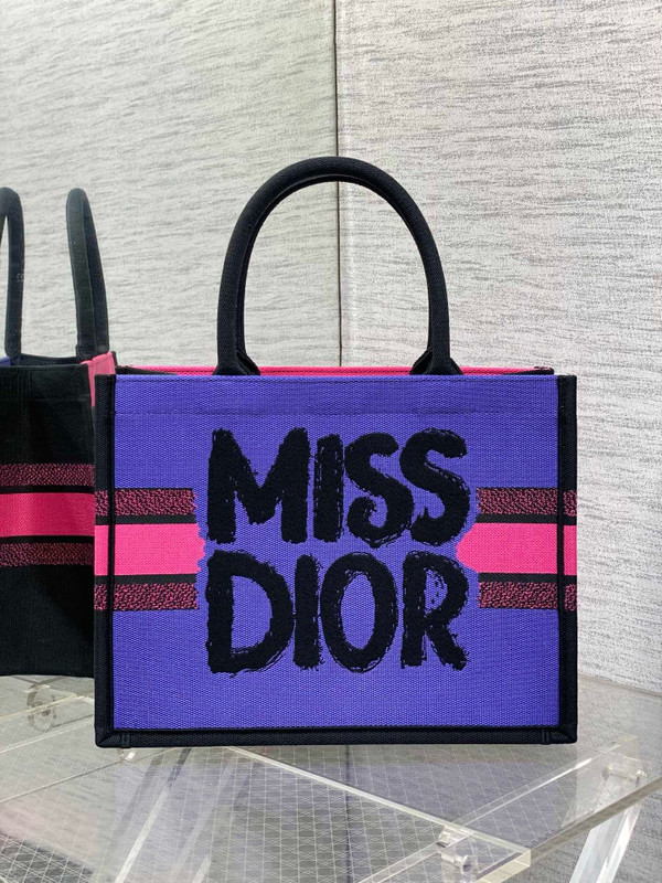 Christian Dior Large Dior Book Tote Miss Dior Graffiti Embroidery  Pink