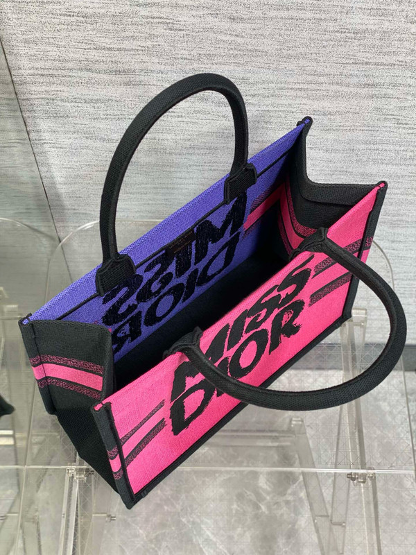 Christian Dior Large Dior Book Tote Miss Dior Graffiti Embroidery  Pink