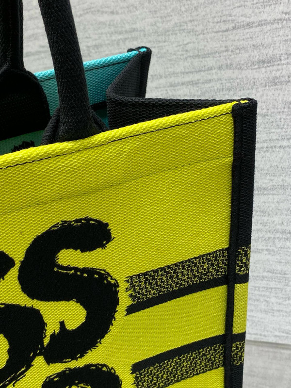 Christian Dior Large Dior Book Tote Miss Dior Graffiti Embroidery Yellow