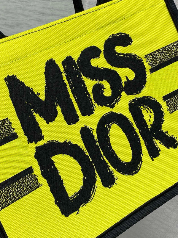 Christian Dior Large Dior Book Tote Miss Dior Graffiti Embroidery Yellow