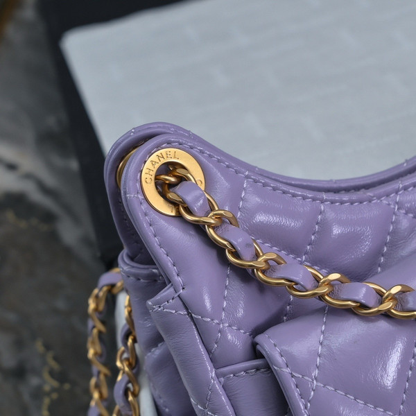 Chanel Purple Shiny Crumpled Calfskin  HOBO BAG