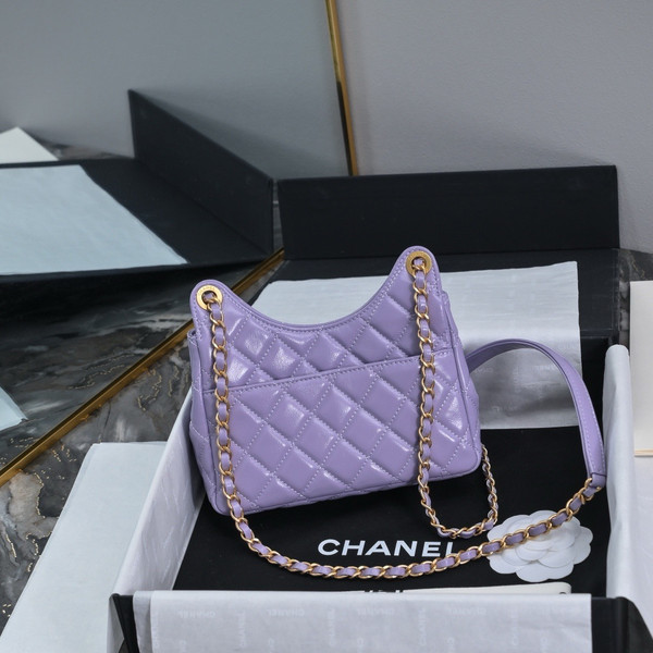 Chanel Purple Shiny Crumpled Calfskin  HOBO BAG