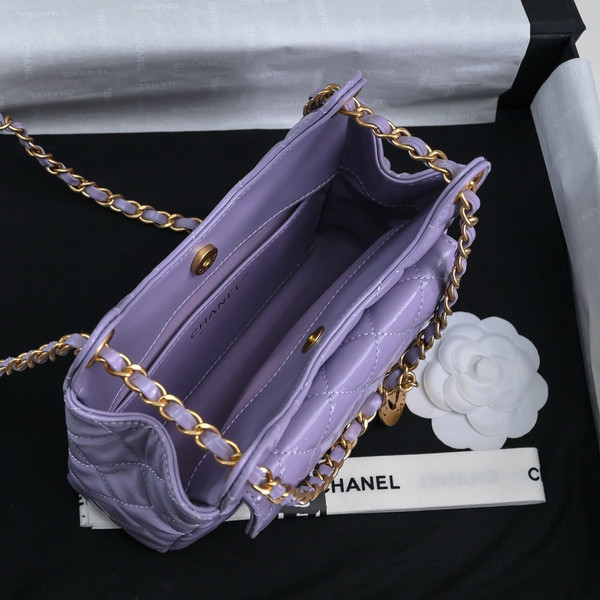 Chanel Purple Shiny Crumpled Calfskin  HOBO BAG