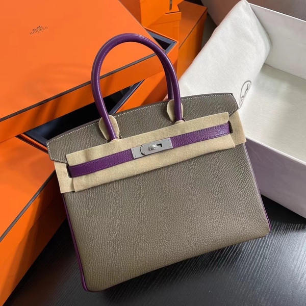 Hermes Special Order Bi-coloured Birkin 25cm Togo Palladium Hardware