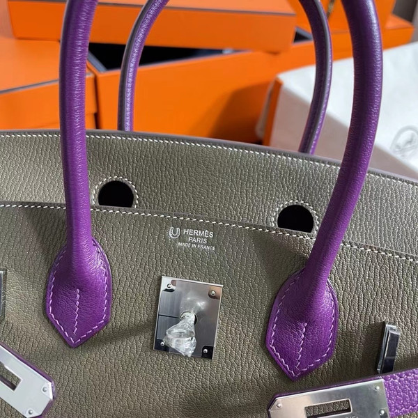 Hermes Special Order Bi-coloured Birkin 25cm Togo Palladium Hardware