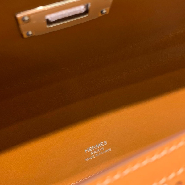Hermes Gold Kelly 28 Lace Bag Box Leather