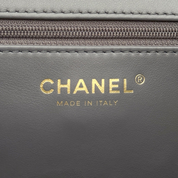 Chanel Small Kelly Shopper Grey Shiny Aged Calfskin Brushed Gold Hardware