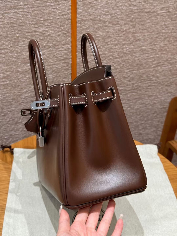 Hermes Birkin 25  Chocolate Box Leather Palladium Hardware